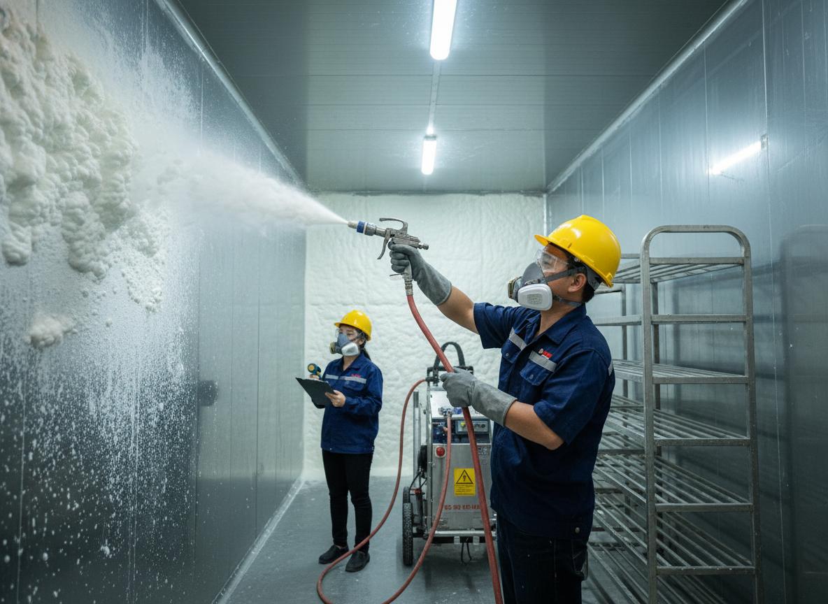 Quy trình thi công phun foam cách nhiệt kho lạnh chuyên nghiệp gồm những bước nào?